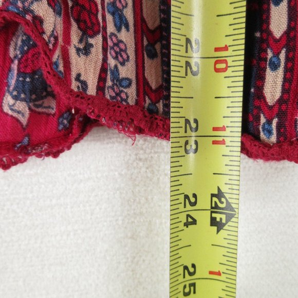 Maeve for Anthropologie Gretchen Blouse Size 2 Red Patchwork Floral LS Peasant - Picture 10 of 13
